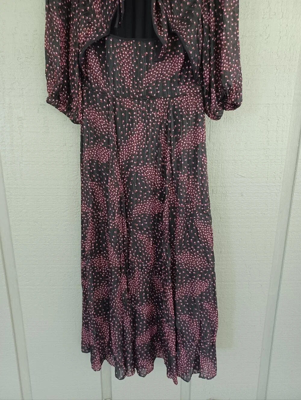Kate Spade Floral Print Midi Dress Size 4 Viscose Silk Tie Back Feminine Defect